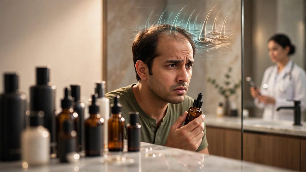 Person worrying about hair loss